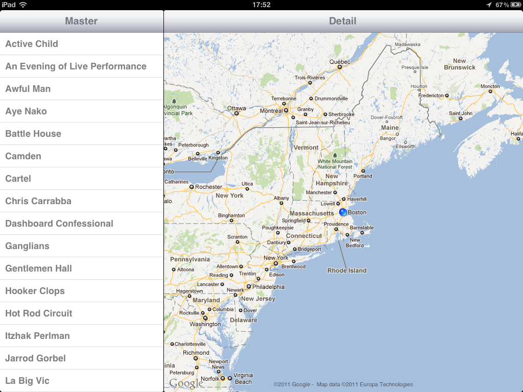 Screenshot of the geolocation feature
