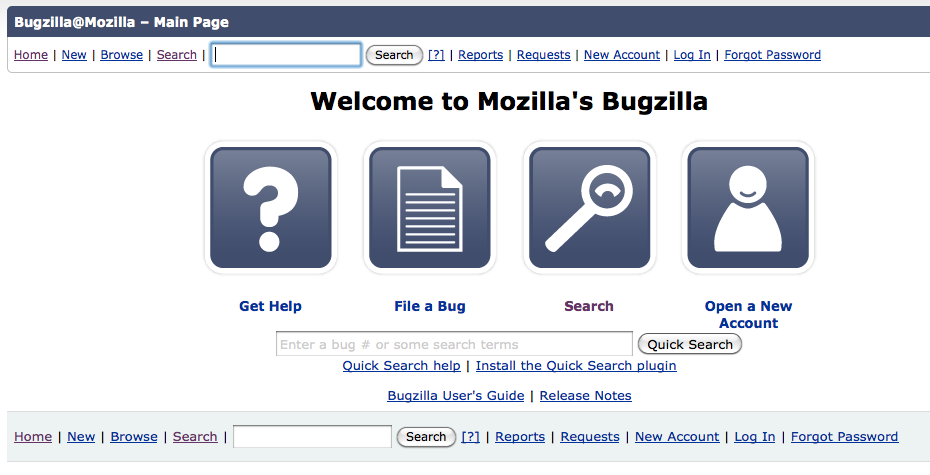 A screenshot of the Bugzilla software